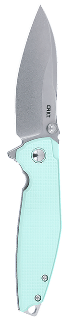 Columbia River IBIS, Folding Knife, Stone Washed Finish, Silver Blade, Blue G10 Handle, 3.09" Blade Length, Sandvik 14C28N, Frame Lock
