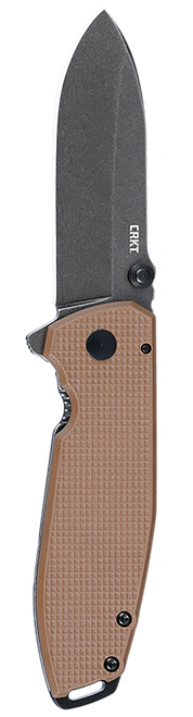 CRKT Squid XM Folding Knife, 2.95" Stonewashed D2 Drop Point Blade, Brown G10 and Stainless Handle