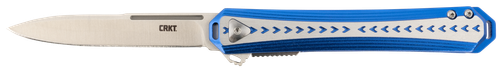 CRKT Stickler Assisted Folding Knife, 3.38" Satin 12C27 Blade, Blue and Silver Aluminum Handle