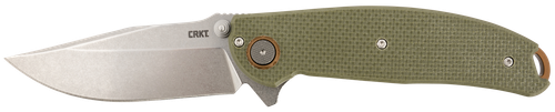 CRKT Butte Assisted Folding Knife, 3.36" Stonewashed D2 Drop Point Blade, OD Green G10 Handle