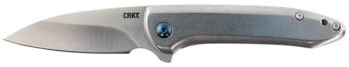 CRKT Delineation Assisted Folding Knife, 2.94" 8Cr13MoV Blade, Stainless Steel Handle, Frame Lock