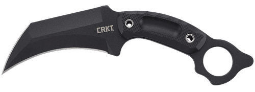CRKT Du Hoc Fixed Blade Knife, 5.1" Black Powder Coated SK-5 Recurve Blade, GRN Handle, Sheath