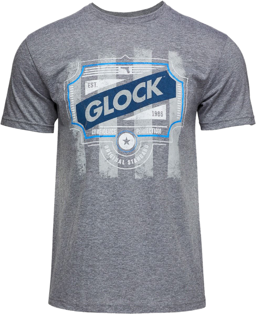 Glock Blue Line Tee Gray Ringspun Cotton/Polyester Short Sleeve Medium