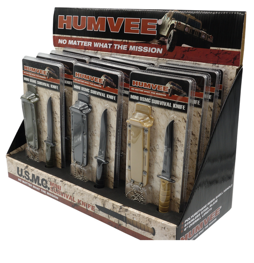 Humvee Adventure Gear HMV-DB-USMC Humvee Combat Knife Display 3.5" USMC Combat Knife Display