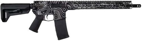 Shark Coast Topography 5.56 NATO 30+1 16" Barrel, Black Cerakote w/White Engraving, M-LOK Handguard, Magpul SL-K Stock