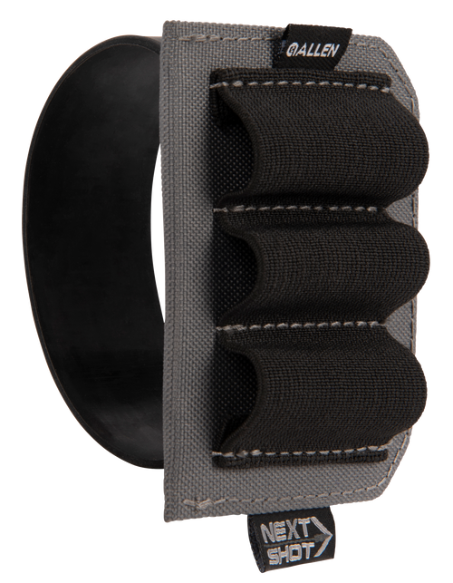 Allen Next Shot Carrier Black/Gray Silicone Band Multi-Gauge Capacity 3 Shotshells Shotgun Buttstock Mount