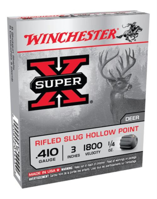 Winchester Super-X 410 Ga, 3", 1800 FPS, .25oz, Rifled Slug, 5rd Box