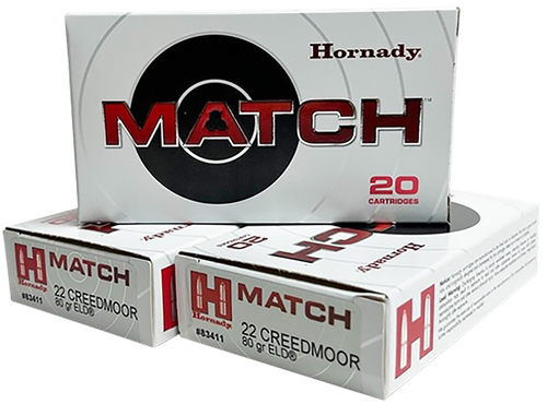 Hornady Match 22Creedmoor 80gr Extremely Low Drag-Match 20 Per Box