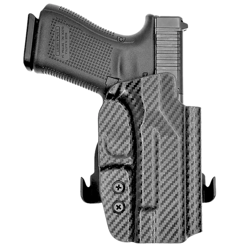 Rounded Gear Paddle Holster Outside Waistband Black Carbon Fiber Kydex Fits Glock 19