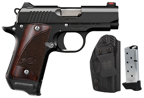 Kimber 9 RTC-K Bundle Micro Frame 9mm 7+1 3.15" Match Barrel, Kimpro II Black Frame w/Beavertail, Rosewood Grip, 2 Tac-Mags & UM Tactical Holster