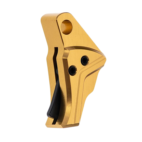 Tyrant CNC Improved Tyrant Trigger System, Trigger Shoe, Fits Glock Gen 5, Anodized Finish, Gold Body  Black Safety Blade