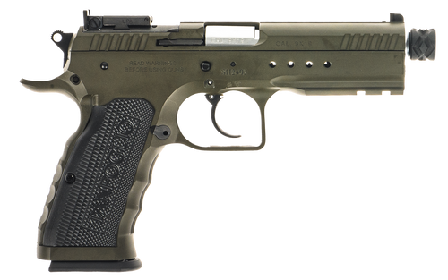 Tanfoglio Defiant Tactical Pro 9mm, 4.5" Threaded Barrel, Green Ported/Serrated Slide, 20rd