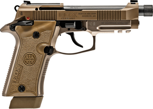 Beretta 80X Cheetah Tactical 380 ACP, 4.4" Threaded Barrel, Matte Desert, Picatinny Rail, Optic Ready, 2x15rd Mags