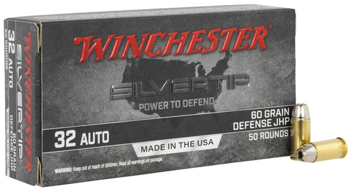 Winchester Silvertip Defense 32 ACP 60gr, Jacketed Hollow Point 50 Per Box