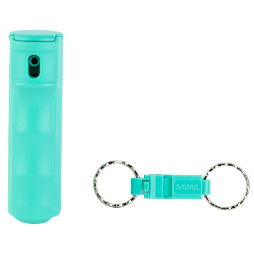 Sabre Pepper Gel with Quick Release Whistle Keychain, .54 Ounces, Mint, Matte Finish