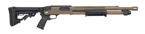 Mossberg 590R, 12ga, 18.5", FDE Receiver, ADJ STK, 6RD