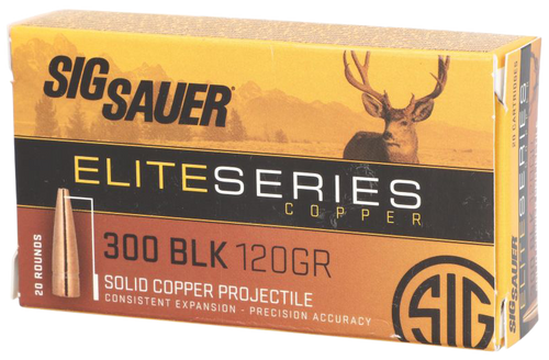 Sig Ammo 300 Blackout120Gr, Elite Hunting, Solid Copper, 20rd Box