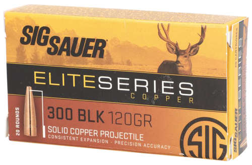 Sig Sauer Ammo 300 Blackout120Gr, Elite Hunting, Solid Copper, 20rd Box