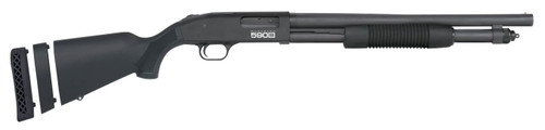 Mossberg 590S 12 Ga Pump 3" 10rd,18.50" Matte Blued Heavy Walled Barrel, Drilled & Tapped Black Receiver, Fixed Black Stock