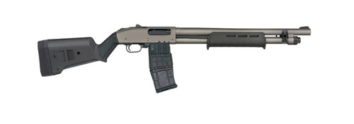 Mossberg 590M 12 Ga 10rd,18.50" Tungsten Gray Cerakote Barrel & Steel Drilled & Tapped Receiver, Magpul SGA Black Stock