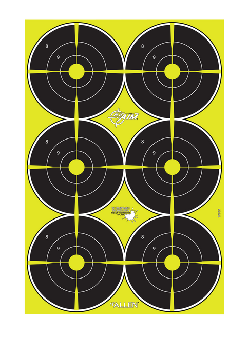 EZ-Aim Splash Reactive Target Bullseye Paper Hanging 12.50" W X 18.25" H Black/Yellow 8 Per Pkg