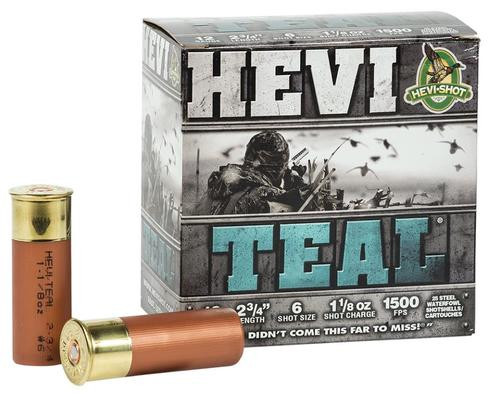 HEVI-Shot Hevi-Teal 12 Ga, 2.75", 1-1/8oz, 6 Shot Steel, 25rd Box
