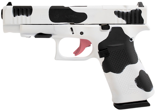 Glock G43x Holy Cow 9mm, 3.41" Barrel, White/Black Cerakote 10rd "Can't We All Just Get Along?"