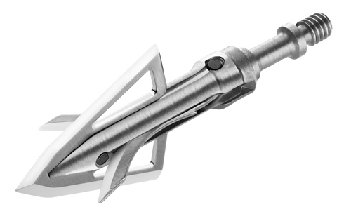 Bloodsport BLS-10775 Gravedigger Hybrid Mechanical Cut-On-Contact Tip Stainless Steel Blades Silver 100gr, 3 Broadheads