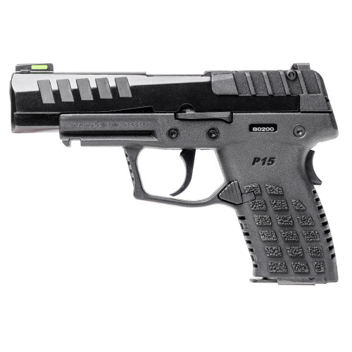 Kel-Tec P15 9mm, 4" Barrel, Black, Serrated Slide, Picatinny Rail, Stippled Grip, 10rd