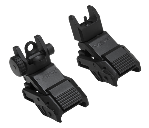NCSTAR Pro Series Flip-Up Sights Set, Front and Rear, Fits Picatinny, Matte Finish, Black