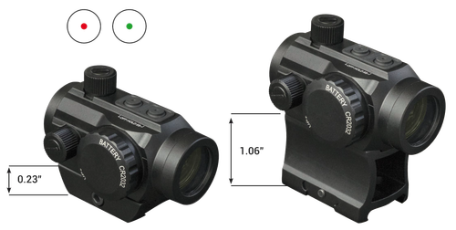 Konus Nuclear Matte Black 1x22mm 3 MOA Dual (Red/Green) Illuminated Dot Reticle Features Dual Mounting System