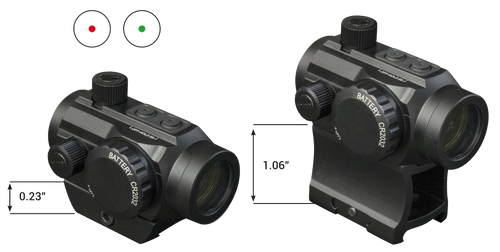 Konus Nuclear Matte Black 1x22mm 3 MOA Dual (Red/Green) Illuminated Dot Reticle Features Dual Mounting System