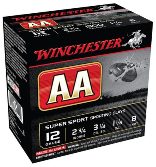 Winchesterchester AA Super-Sport 12 Ga, , 2.75", 1300 FPS, 1.125 oz, 8 Shot, 250rd/Case (10 Boxes of 25rd)