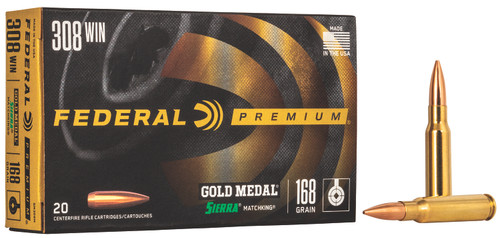 Federal Premium Gold Medal 308 Win 168gr Sierra MatchKing BTHP 20 Per Box
