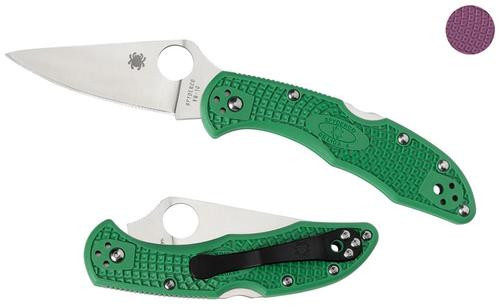 Spyderco Folding Delica4 Flat Ground 2.88" VG10 Plain Blade Purple Handl