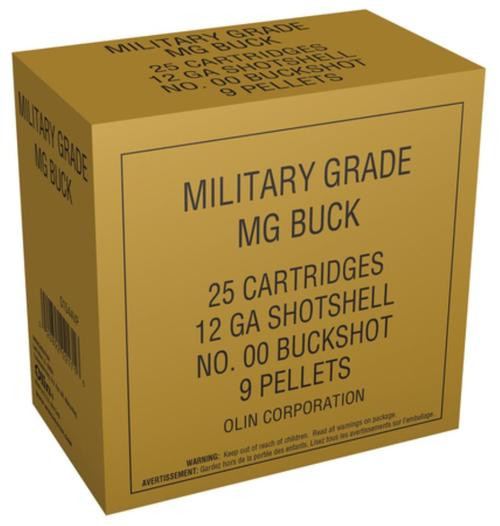 Winchester Military Grade 12 Ga, uge 2.75 Inch 1325 FPS 9 Pellets 00 Buckshot Value Pack 25 Rounds
