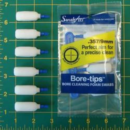 Bore-Tips Plastic Foam Over Plastic Core Cleaning Tips .357/.38/9mm 6 Per Package