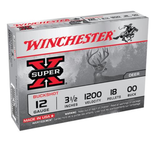 Winchester Super X Buckshot 12 Ga, 3.5", 18 Pellets, 00 Buck, 5rd Box