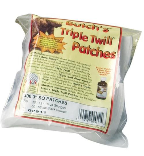 Butchs Triple Twill Patches Cleaning Patches 45 - 58 Cal 375/Pk