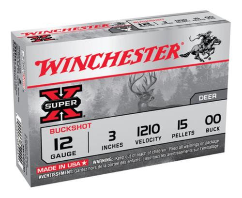 Winchester Super X Buckshot 12 Ga, 3" 15 Pellets 00 Buck Shot 5rd Box