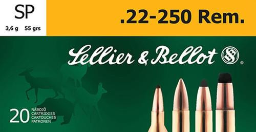 Sellier & Bellot Soft Point 22-250 Rem 55 gr, 20rd Box, 25 Box/Case