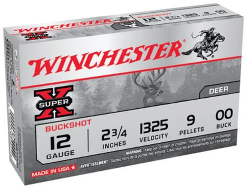 Winchester Super-X Buckshot 12 Ga, 2.75", 9 Pellets, 00 Buck Shot, 5rd Box
