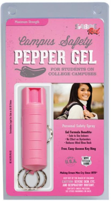 Sabre Campus Safety Pepper Gel, .54oz, Pink