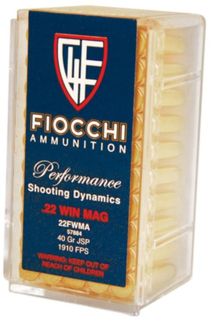 Fiocchi Pistol 22 Win Mag 40gr, Jacketed Soft Point, 50rd Box