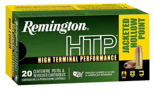 Remington Ammo HTP 9mm 147gr, Jacketed Hollow Point 20rd Box