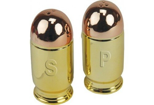 RIVERS EDGE PISTOL CARTRIDGE SHAPED SALT & PEPPER SHAKERS
