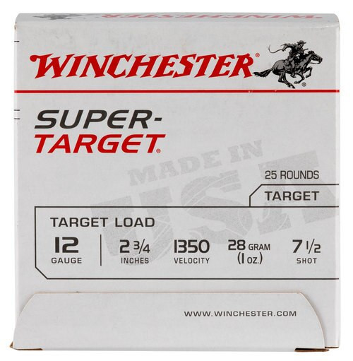 Winchester Super-Target 12 Ga, 7.5 Shot, 1oz, 25rd Box, 13507