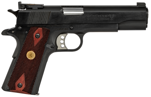 Colt Gold Cup National Match 1911 38 Super, 5" Barrel, Steel Frame, Blued, Rosewood Grips, Target Sights, 9rd Mag