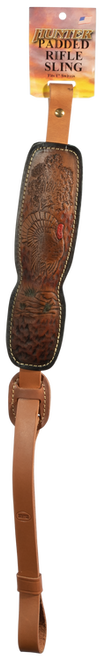 Hunter Cobra Trophy Custom Sling with Turkey Engraving 1" Swivel, Leather Brown