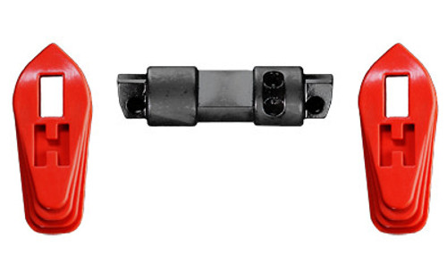 Hiperfire Hiperswitch Ambi Safety Selector Set AR15/AR10, 60 Degree Swing Between Safe And Fire, 2 Full Levers with Screws, 1 Safety Detent and Spring, Set Screw Allen Key, Red Finish